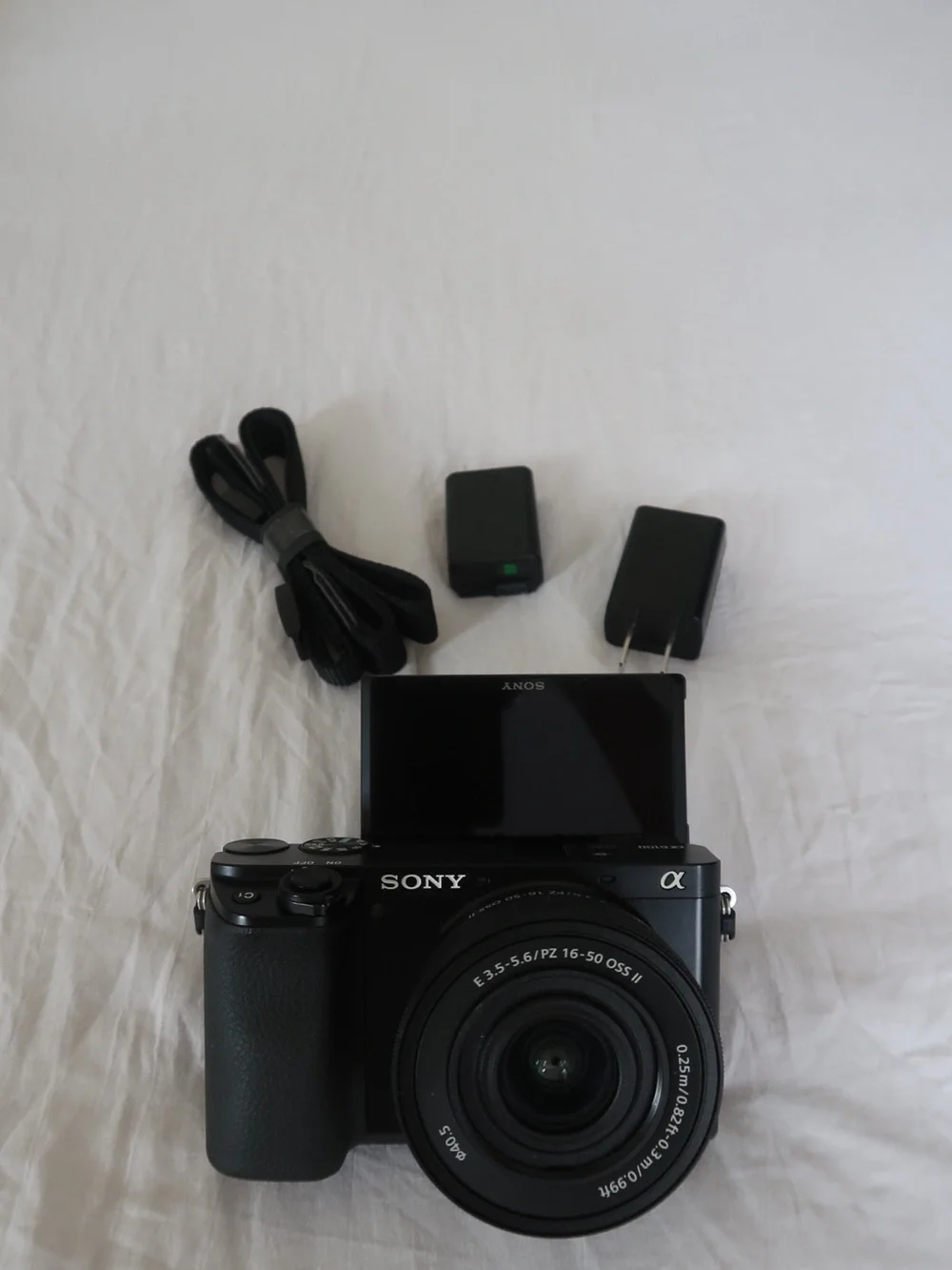 Sony Black Mirrorless Alpha Camera with 16-50mm Lens and Accessories